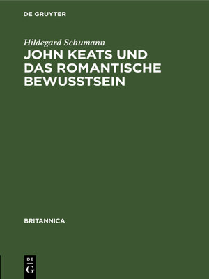 cover image of John Keats und das romantische Bewußtsein